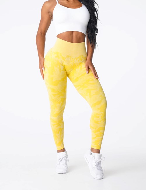 NVGTN Camo Seamless Leggings Gul | QYBKSA-254