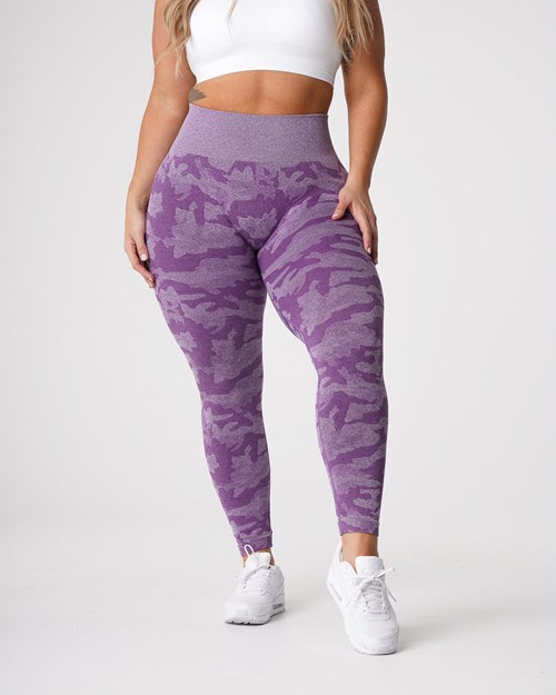 NVGTN Camo Seamless Leggings Violet | PBLSEK-350