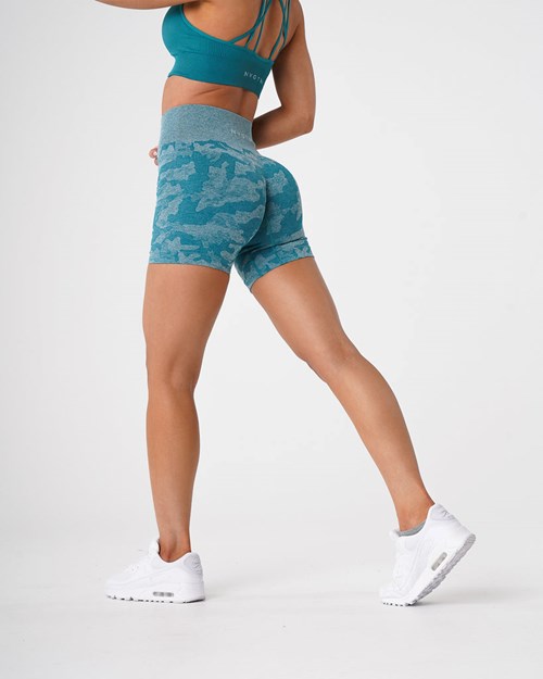 NVGTN Camo Seamless Shorts Teal | KUXGYL-524