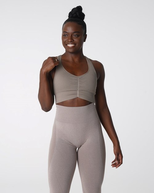 NVGTN Cinched Seamless Bra Taupe | CKLYMV-853