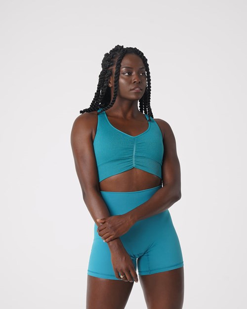 NVGTN Cinched Seamless Bra Teal | DRLEQM-254