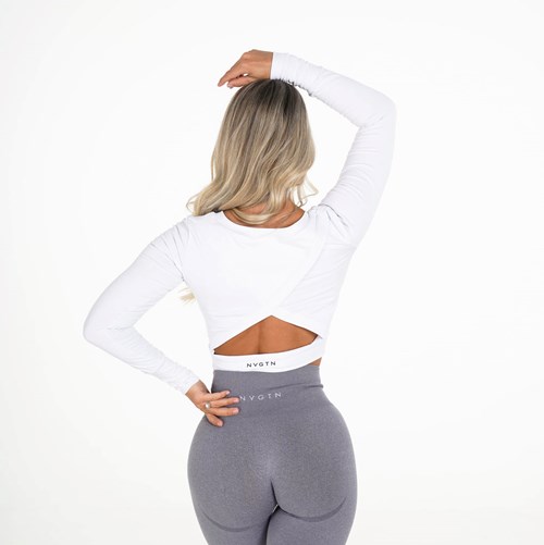 NVGTN Form Long Sleeve Crop Hvite | ONBUJP-789