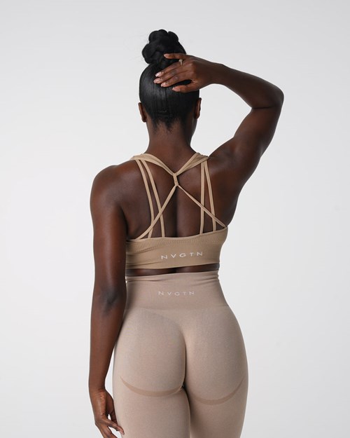 NVGTN Galaxy Ribbet Seamless Bra Beige | ODYIGV-063