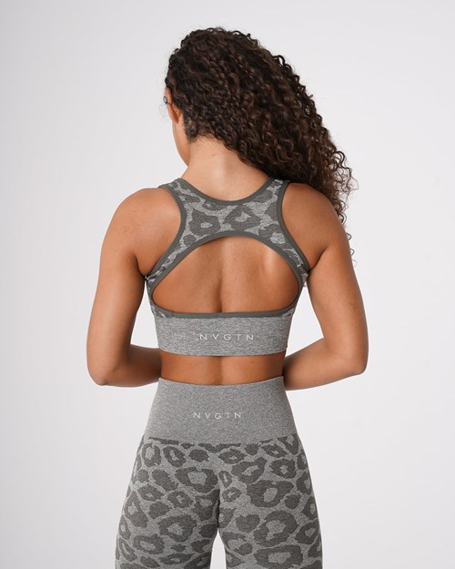 NVGTN Leopard Eclipse Seamless Bra Khaki Grønn | MFJHLT-908