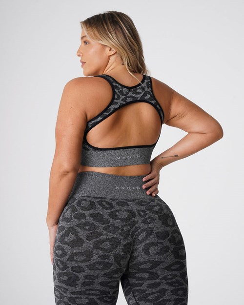 NVGTN Leopard Eclipse Seamless Bra Svarte | JQUDMX-946