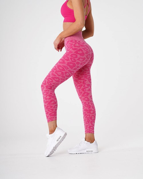 NVGTN Leopard Seamless Leggings Fuchsia | XTNOYM-301