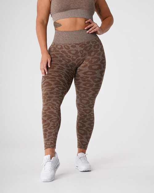 NVGTN Leopard Seamless Leggings Mocha | AYEUVX-726