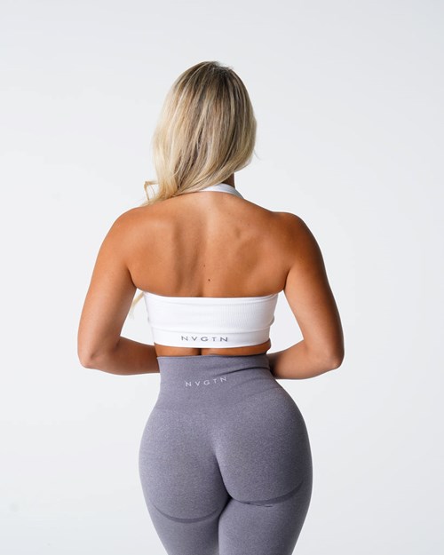 NVGTN Limitless Ribbet Seamless Halter Bra Hvite | BWLMGS-168