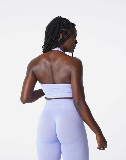 NVGTN Limitless Ribbet Seamless Halter Bra Periwinkle | VORQHE-429