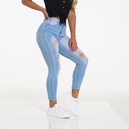NVGTN Navishape Ripped Jeans Lyse Lyseblå | IAWGKH-082