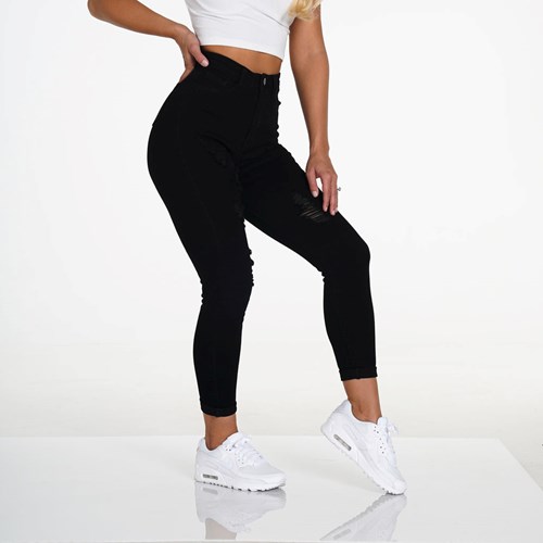 NVGTN Navishape Ripped Jeans Svarte | SKFUNW-812