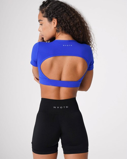 NVGTN Open Back Tee Blå | BSCZXR-620