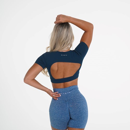 NVGTN Open Back Tee Marineblå Blå | PCRABL-609