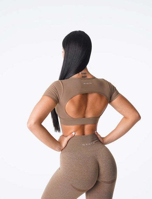 NVGTN Open Back Tee Mocha | EZDPFI-284