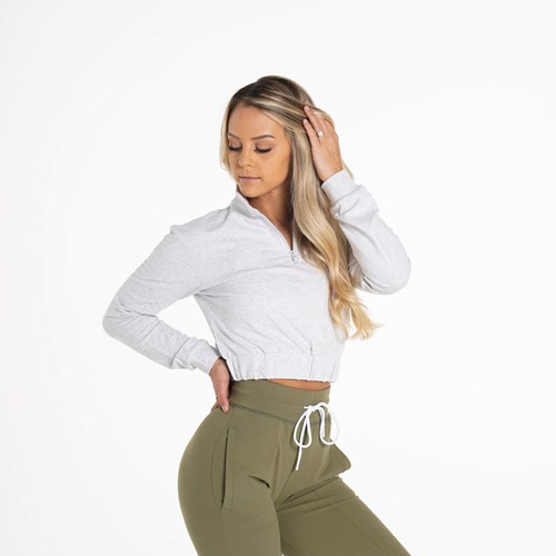 NVGTN Power Cropped Pullover Lyse Grå | VXBOWI-948