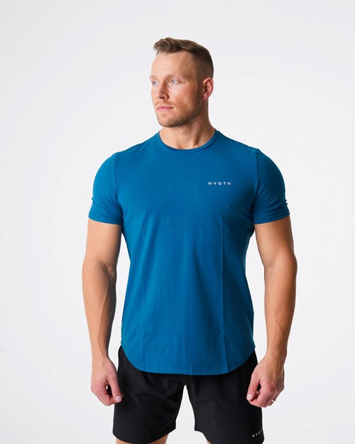 NVGTN Pulse Fitted Tee Blå | MUOIGA-750