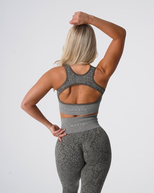 NVGTN Snakeskin Eclipse Seamless Bra Khaki Grønn | YFAQIG-781