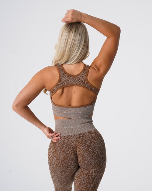NVGTN Snakeskin Eclipse Seamless Bra Mocha | JLQZVS-501