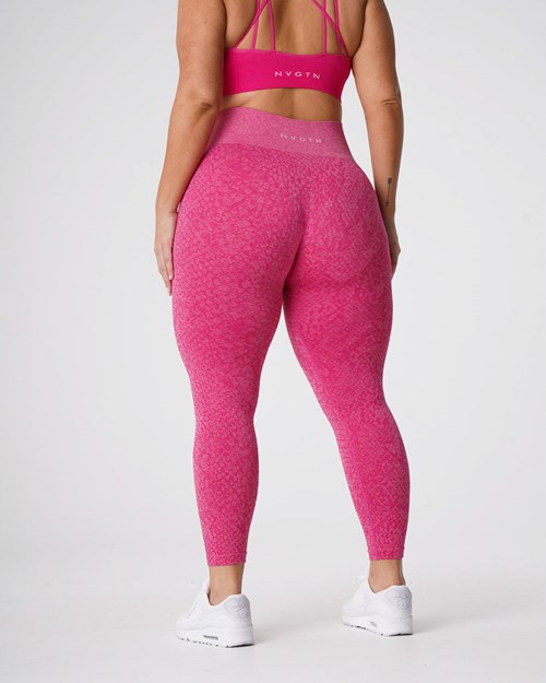 NVGTN Snakeskin Seamless Leggings Fuchsia | KEMAUJ-750