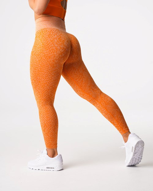 NVGTN Snakeskin Seamless Leggings Oransje | QMONSF-172