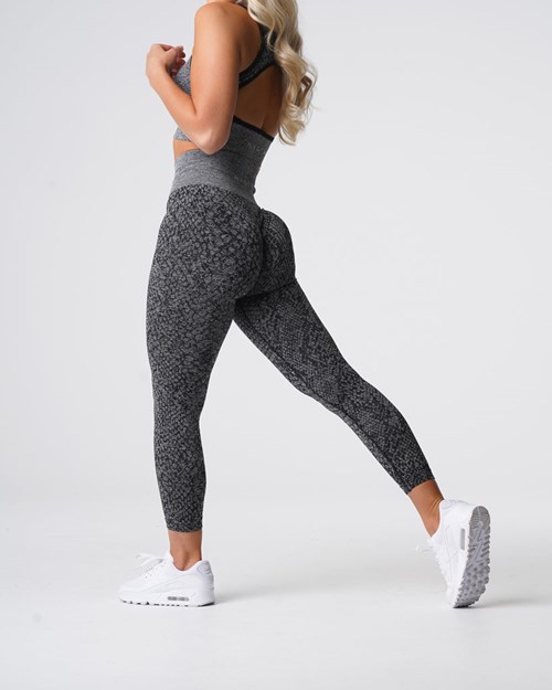 NVGTN Snakeskin Seamless Leggings Svarte | QVXFBT-571