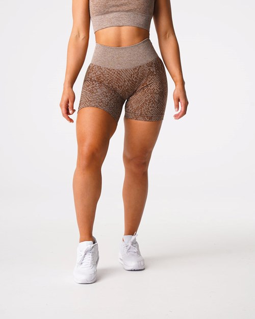 NVGTN Snakeskin Seamless Shorts Mocha | BTAKJD-482
