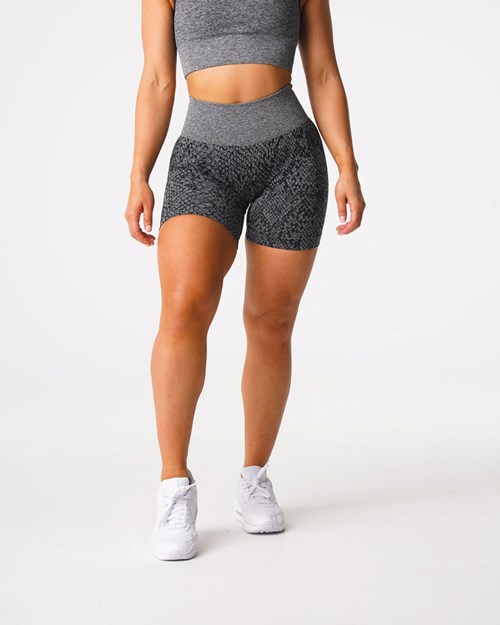 NVGTN Snakeskin Seamless Shorts Svarte | JMBTOI-095