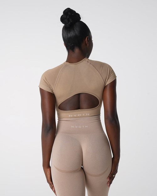NVGTN Vortex Seamless Bra Top Beige | UHXTBV-618