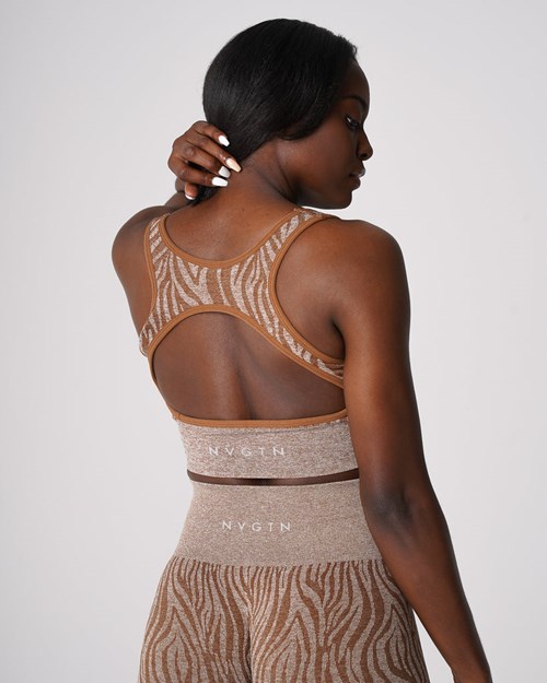 NVGTN Zebra Eclipse Seamless Bra Mocha | LKXMUW-627